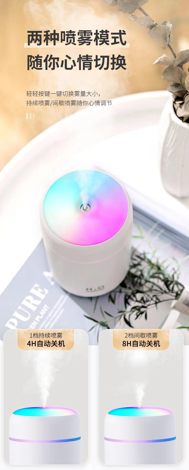 Cross-border blast dazzle color cup humidificador coche hogar humidificador silencioso purificador de aire humidificador pequeño pic 13