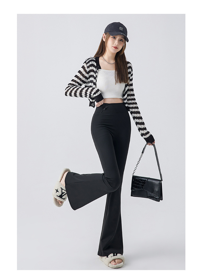 国风微喇裤女高腰喇裤长裤春秋新款外穿鲨鱼裤显瘦拖地高弹马蹄裤详情26