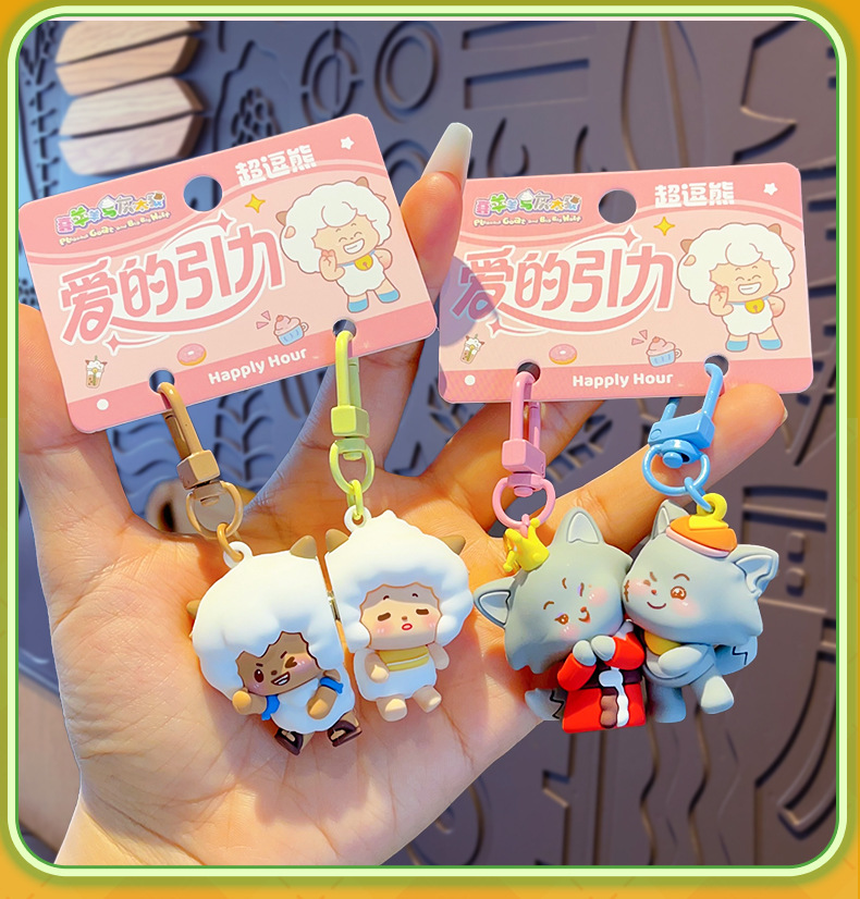Magnetic pair pendants, bag hangers, creative and cute plush keychains pic 10