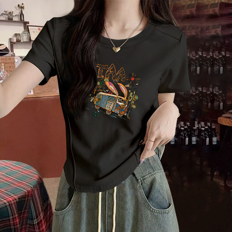 韩版大码短袖修身T恤女夏季新款显瘦鱼骨短款设计感小众正肩上衣详情3