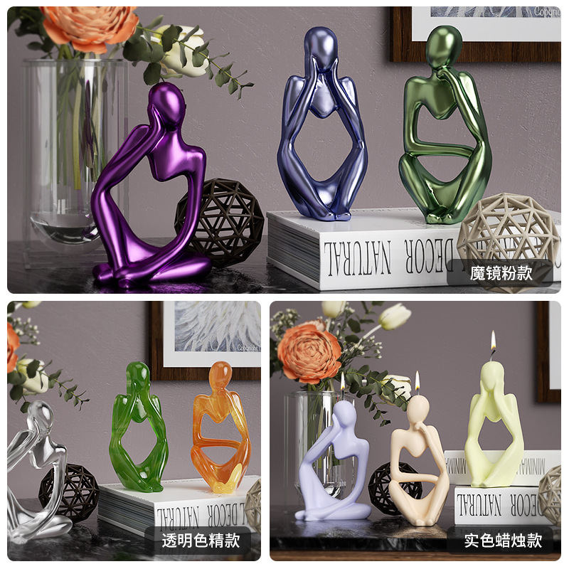 Crystal resin diy portrait candle silicone mold 2D three-dimensional Thinker portrait scented plaster mold wholesale pic 2