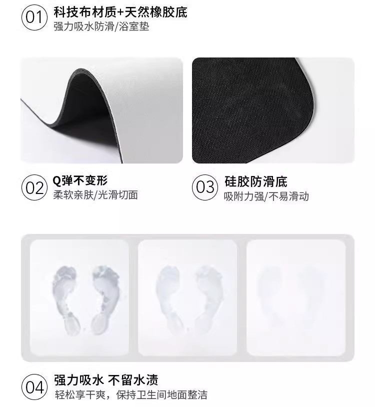 Plush doll bathroom door diatom mud floor mat, anti-slip, absorbent and easy to maintain kitchen household foot mat pic 5