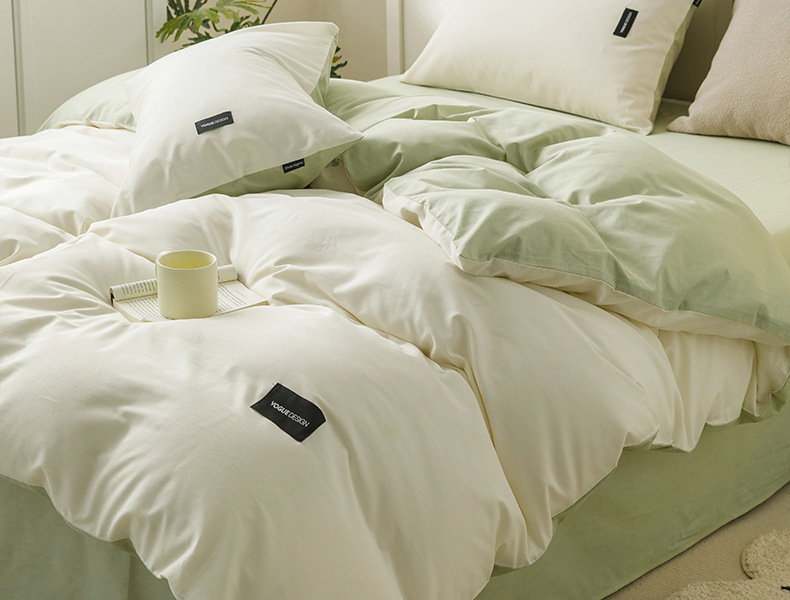 全棉100纯棉四件套轻奢简约长绒棉床单被套无印风学生宿舍三件套4详情2