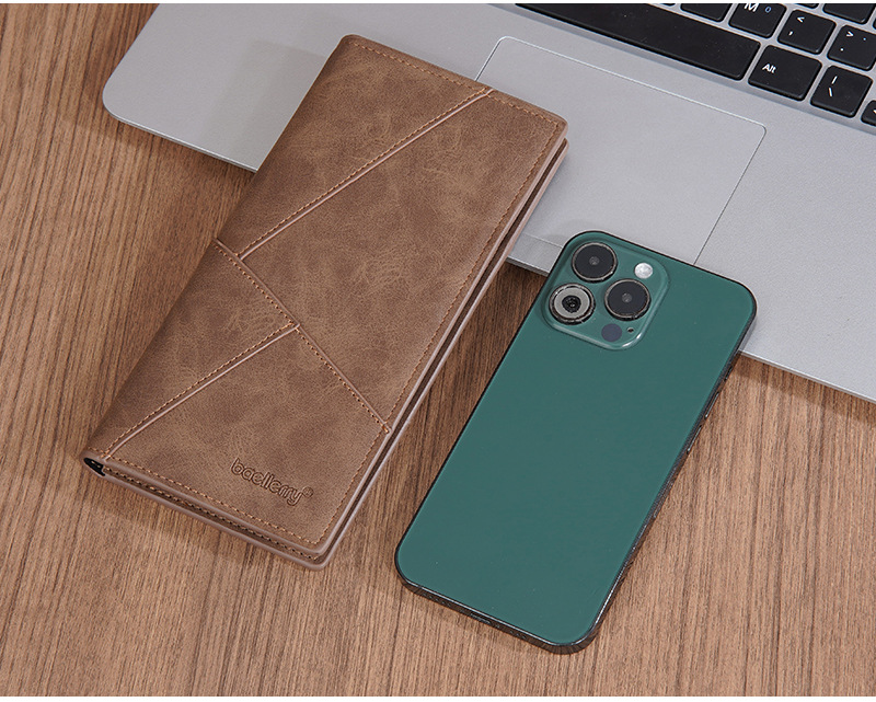 新款男士长款钱包baellerry跨境多卡位三折钱夹简约商务拉链票夹详情27