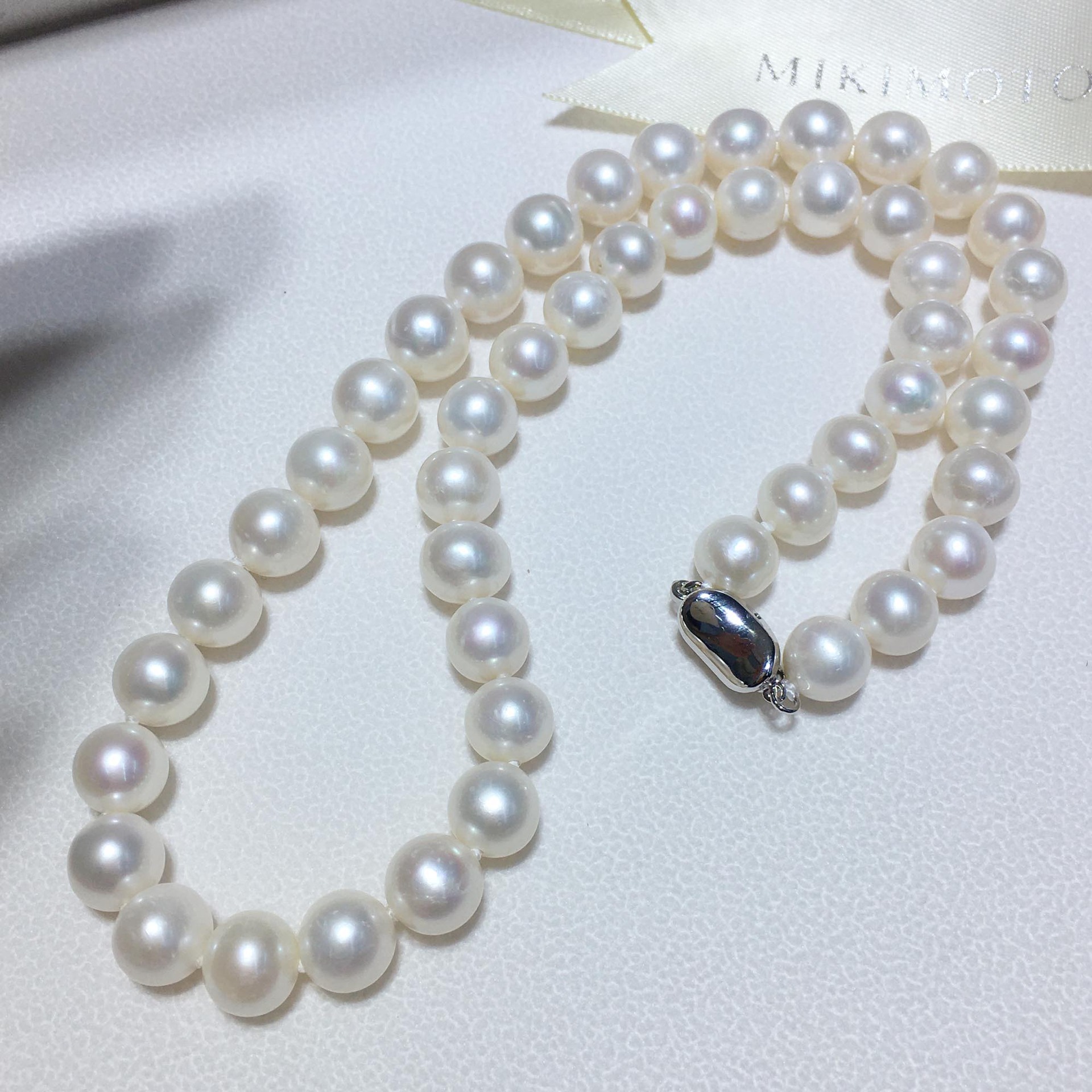 Retro plain chain collarbone chain tian Ran freshwater 7, 8, 9 round slightly flawed bright light pearl necklace finished product wholesale pic 20