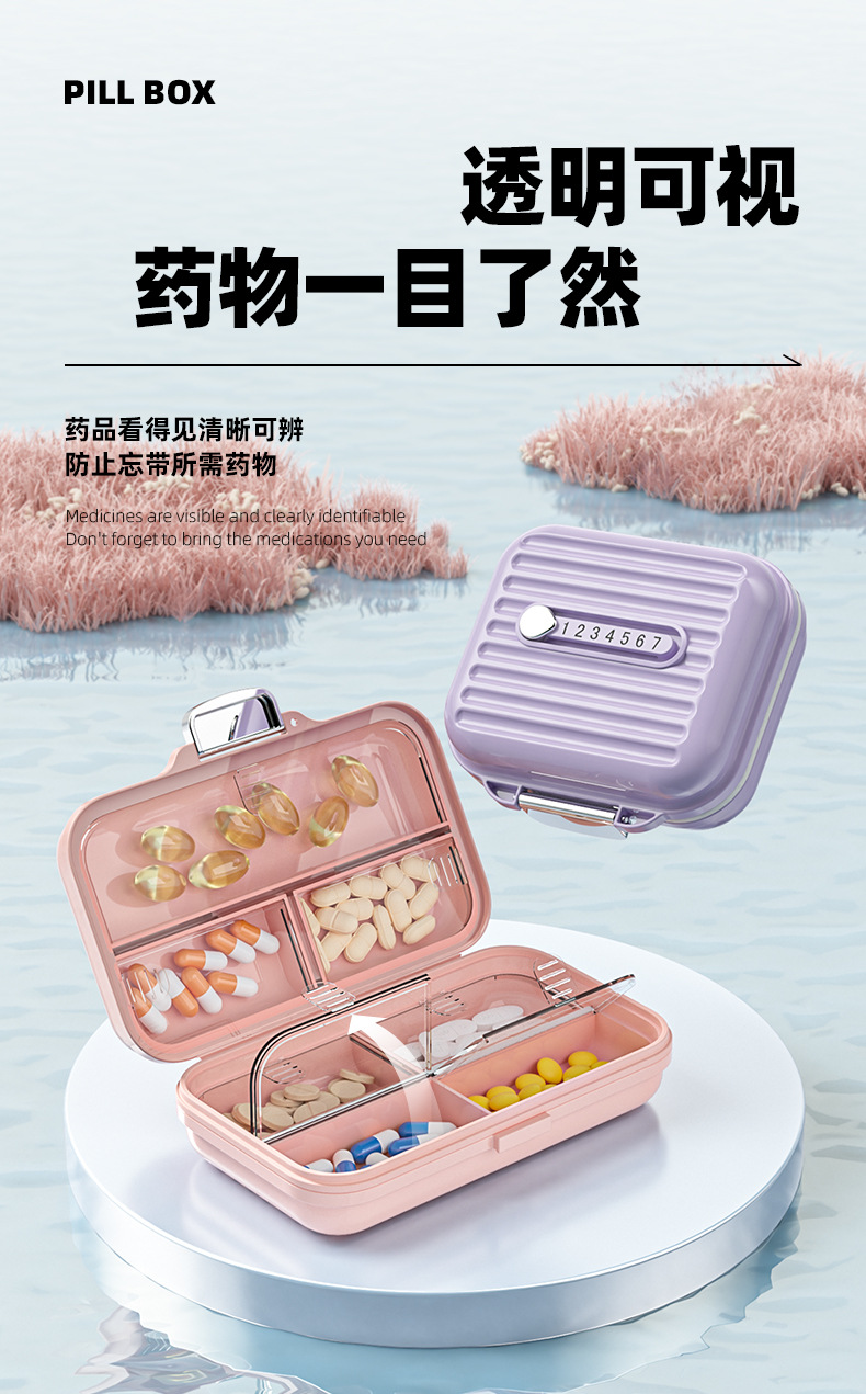 Portable medicine box dispensing box, 7-day one-week portable small dispensing device, compartments for pills, jewelry storage and sealing box pic 9