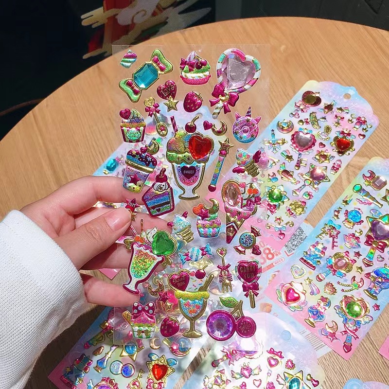 批发彩钻装饰手工贴画镭射女孩公主儿童立体水晶贴宝石钻石贴纸详情8