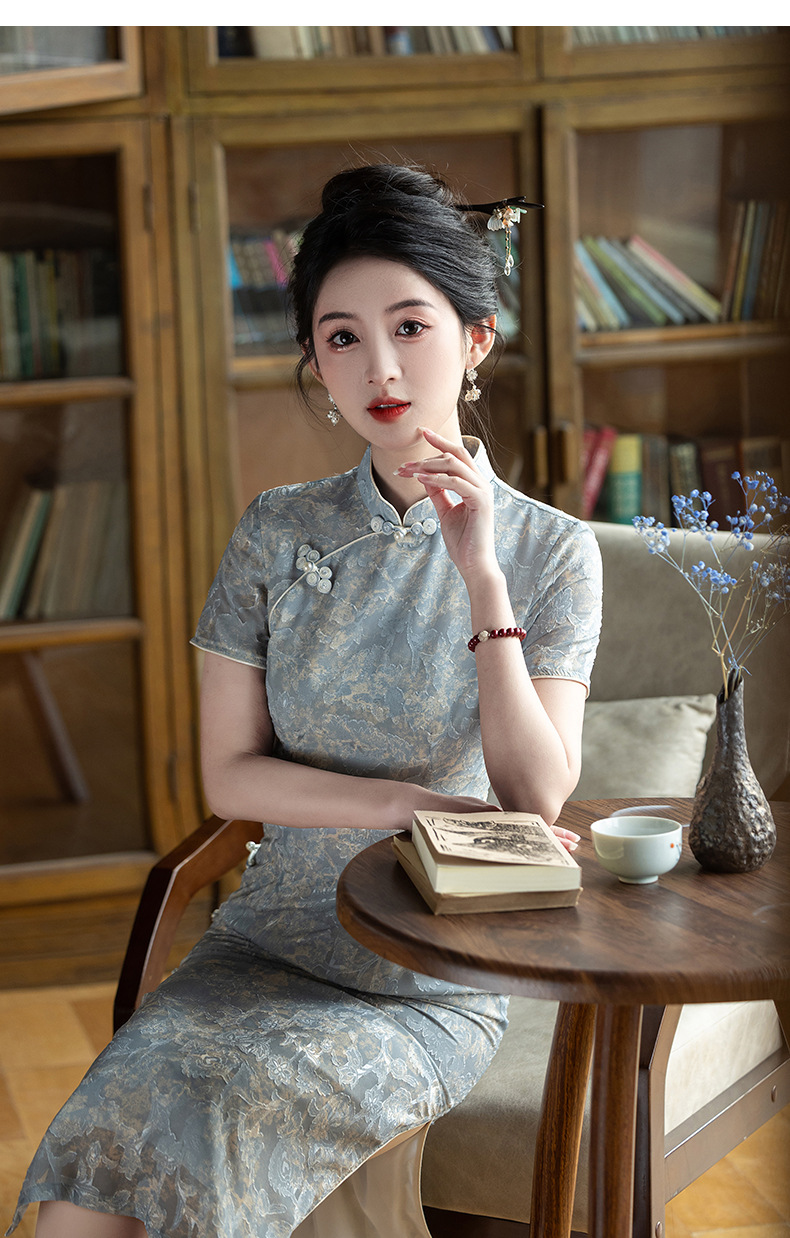 年轻款显瘦韩国纱日常新中式立领旗袍2025新款女复古短袖旗袍夏季详情16