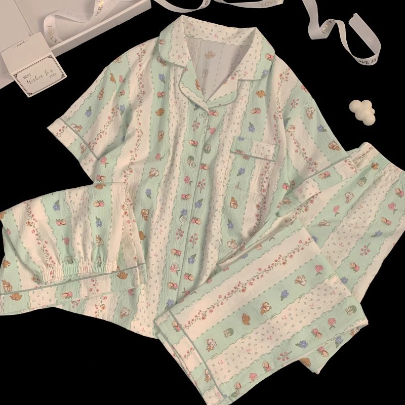 可爱小狗睡衣女款夏季云朵棉短袖短裤三件套少女休闲可外穿家居服详情30