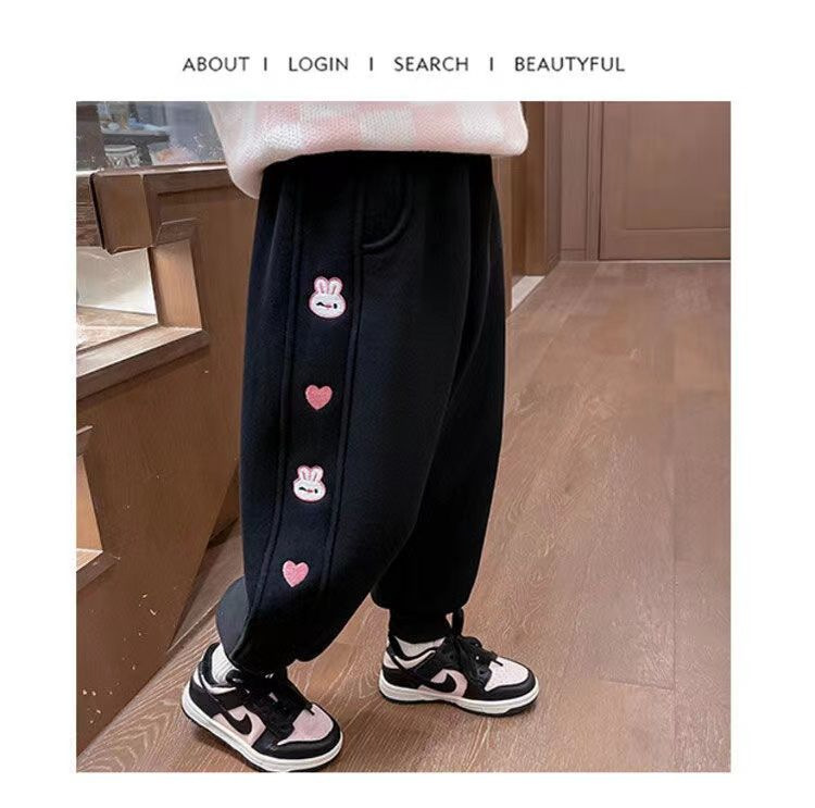 女童加绒裤子秋冬季2023新款运动裤中小童加厚休闲裤冬款儿童卫裤详情21