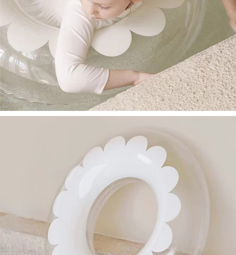 现货成人透明花朵游泳圈环保韩版网红纯色泳圈印花儿童腋下圈批发详情8