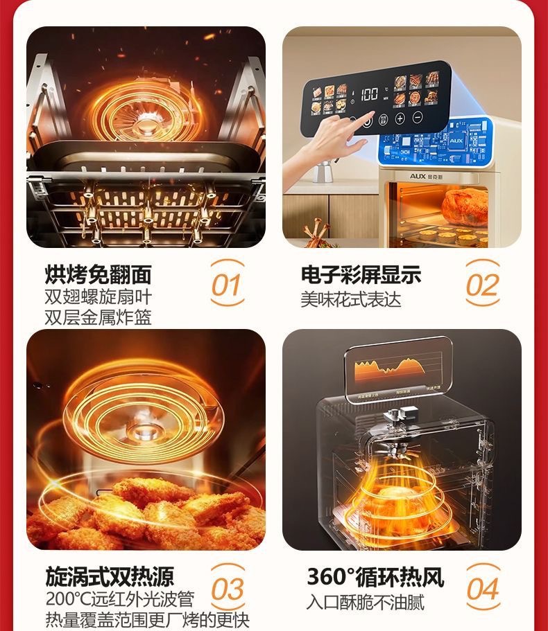 Brand air fryer visual model, multi-functional household smart large-capacity fully automatic microwave oven, French fries machine oven pic 8