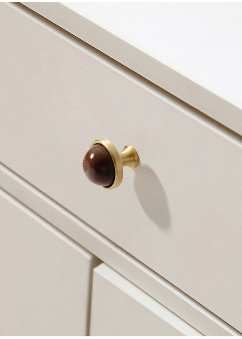 Factory direct sales of black walnut wood retro Chashi-style cabinet door handles, ancient-style solid copper wardrobe door handles pic 8