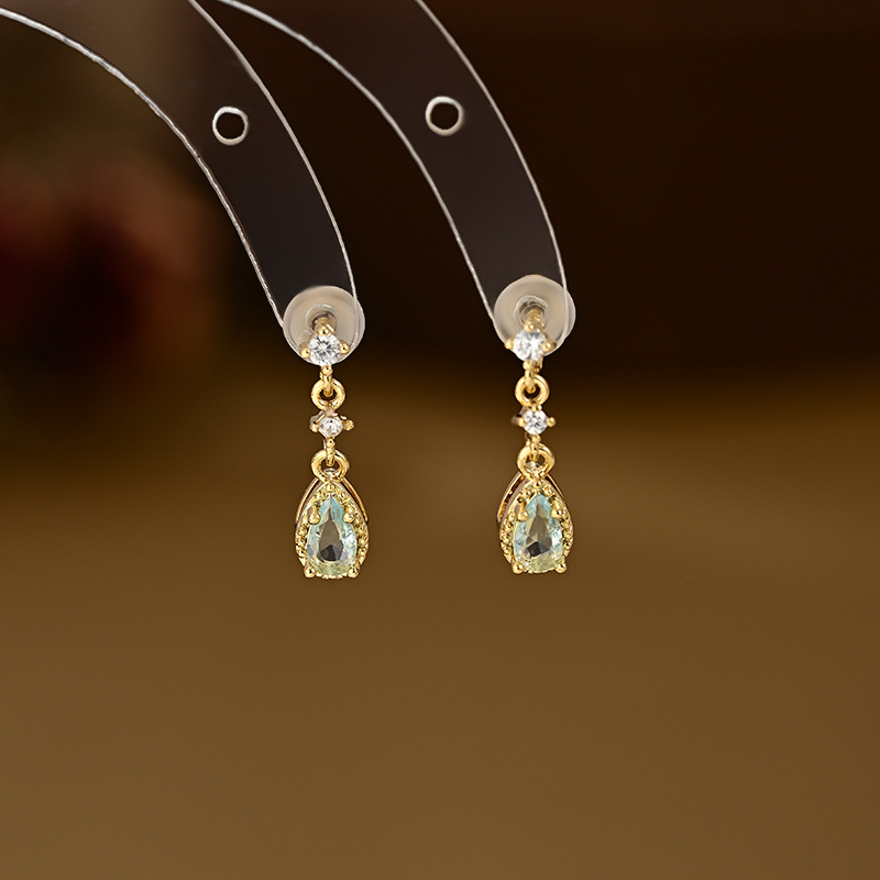 韩系小红书同款瓦尔登湖蓝色水滴耳钉女小众设计甜美S925银针耳饰详情5