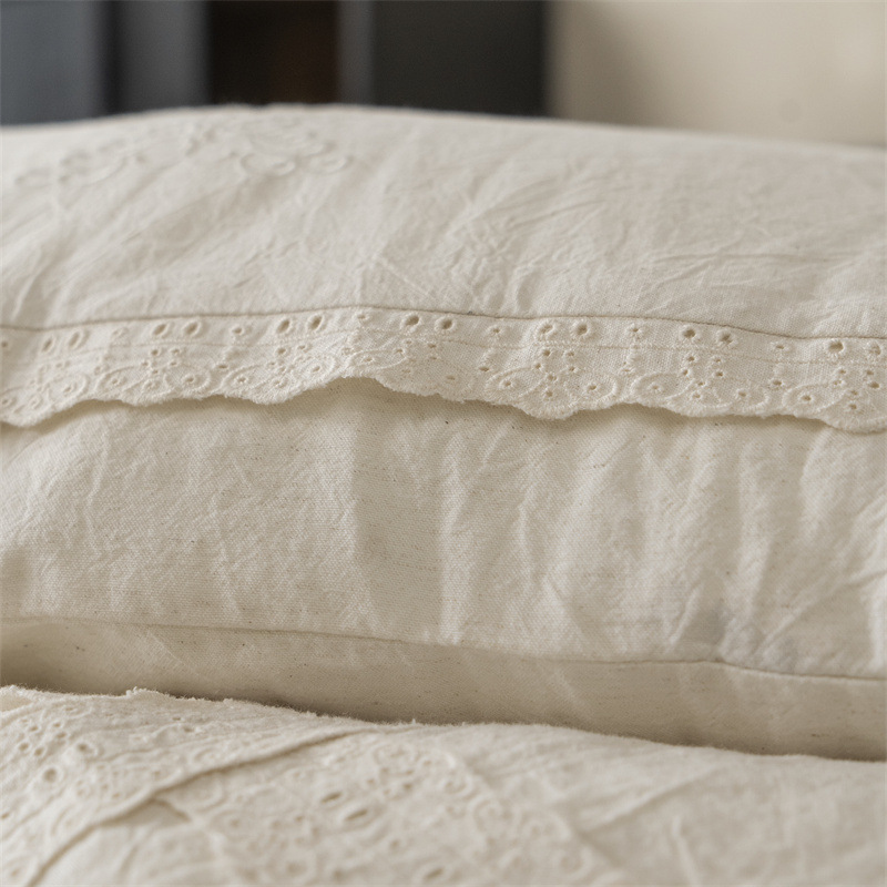 Fontainebleau - Light French Retro A-class Linen All-Cotton Four-piece Set for Homestay Heavy Industry Lace Cotton and Linen Bedding pic 14
