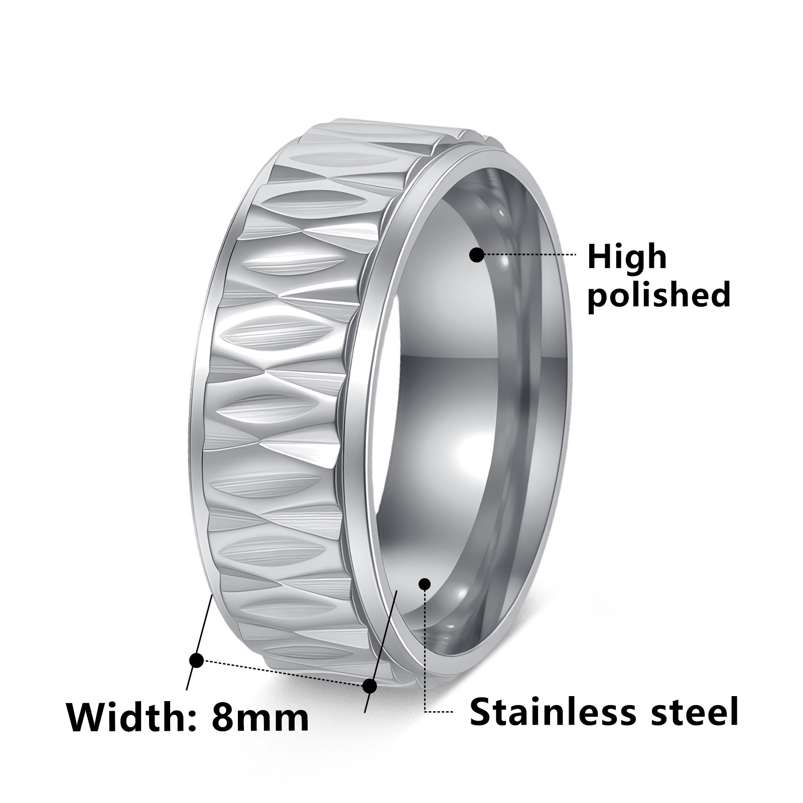 TEMU, a new cross-border Amazon product from Europe and America, offers stainless steel geometric patterned rings and jewelry that do not fade pic 2