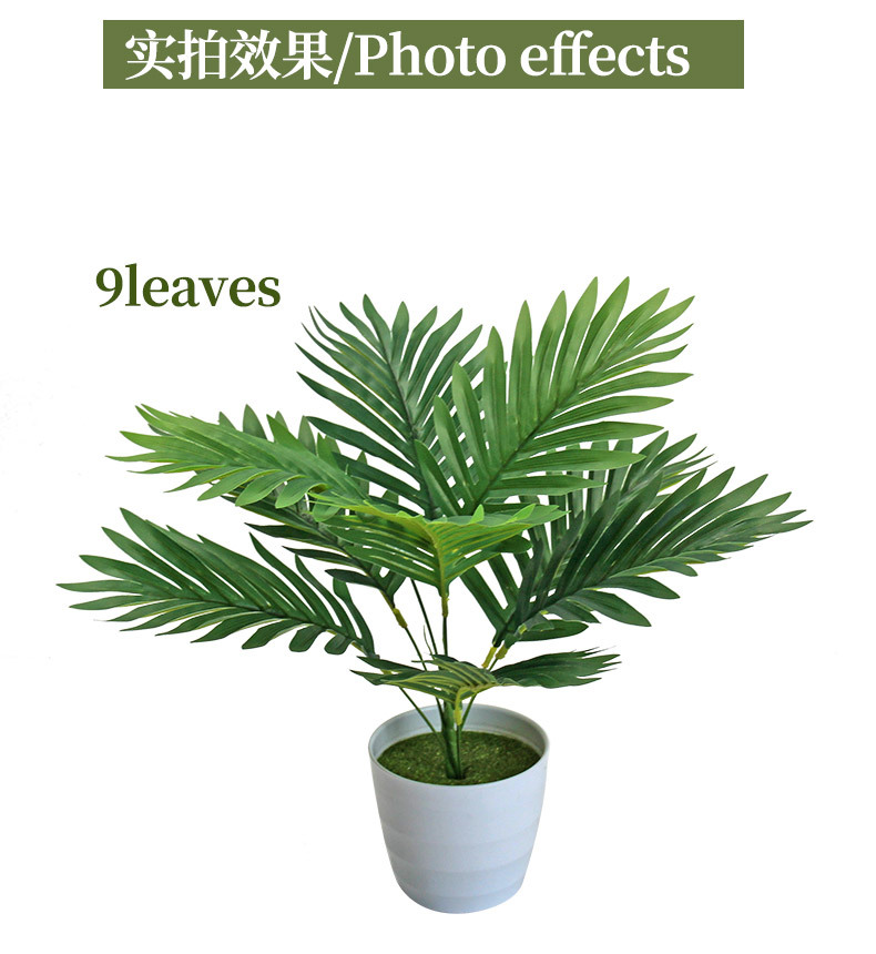 Cross-border artificial green plants, Chrysalidocarpus lutescens, palm leaf potted plants, indoor and outdoor home decoration, iron leaf artificial tree bonsai pic 18