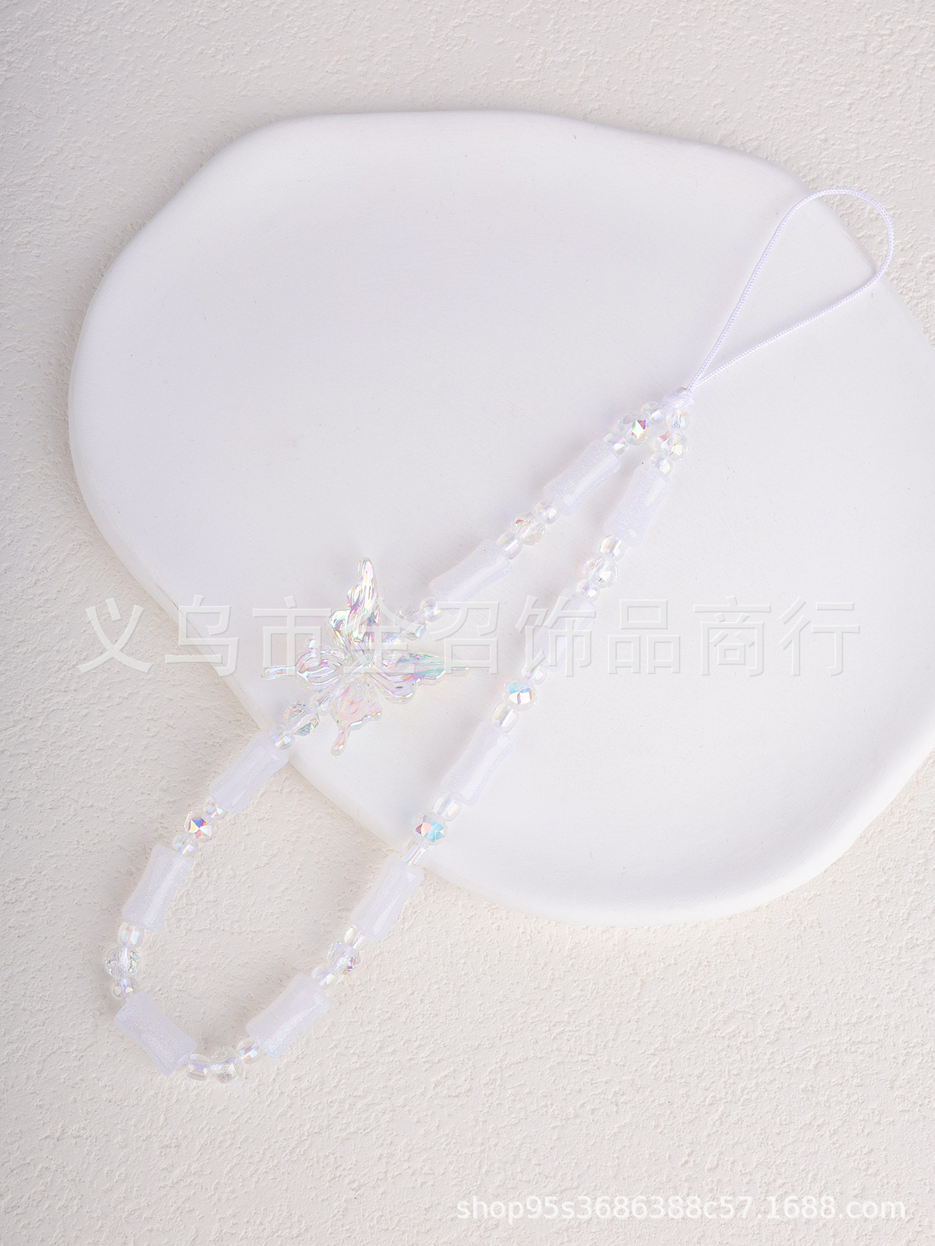 ins甜美仙女风蝴蝶手机链 百搭彩串珠编织透色手机挂绳挂链包挂饰详情6