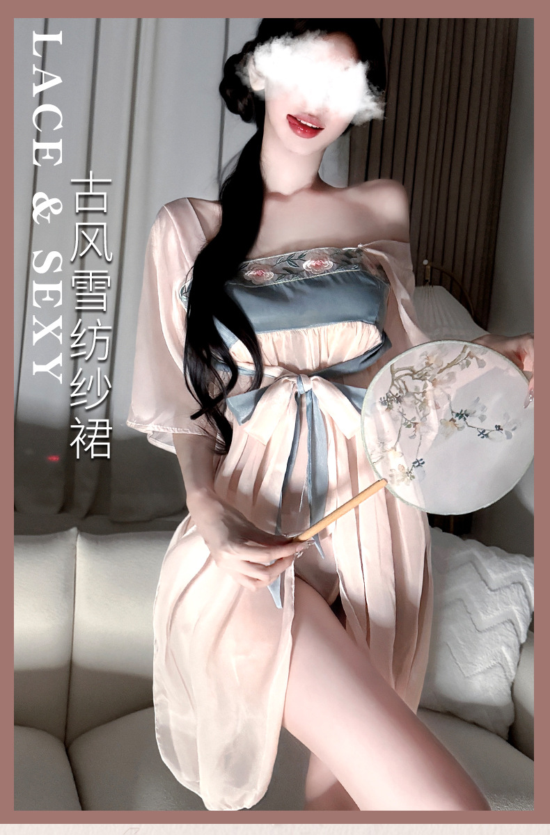 情趣内衣古风雪纺纱裙宫廷肚兜性感风cos汉服诱惑小胸调情套装女详情1