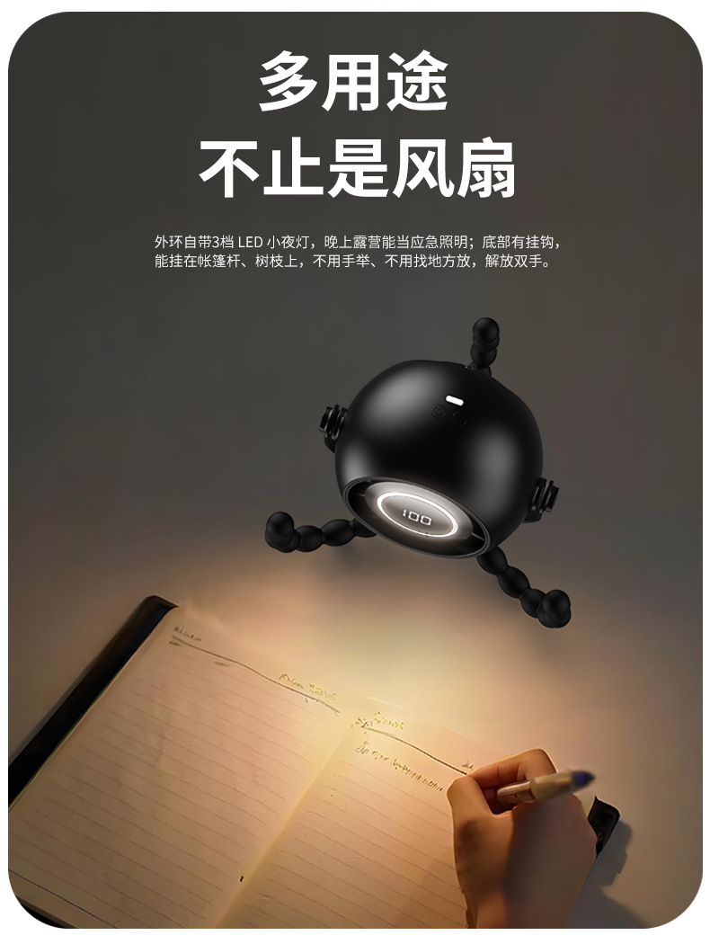 26新款婴儿车手持小风扇户外便携推车风扇静音八爪鱼风扇跨境详情4