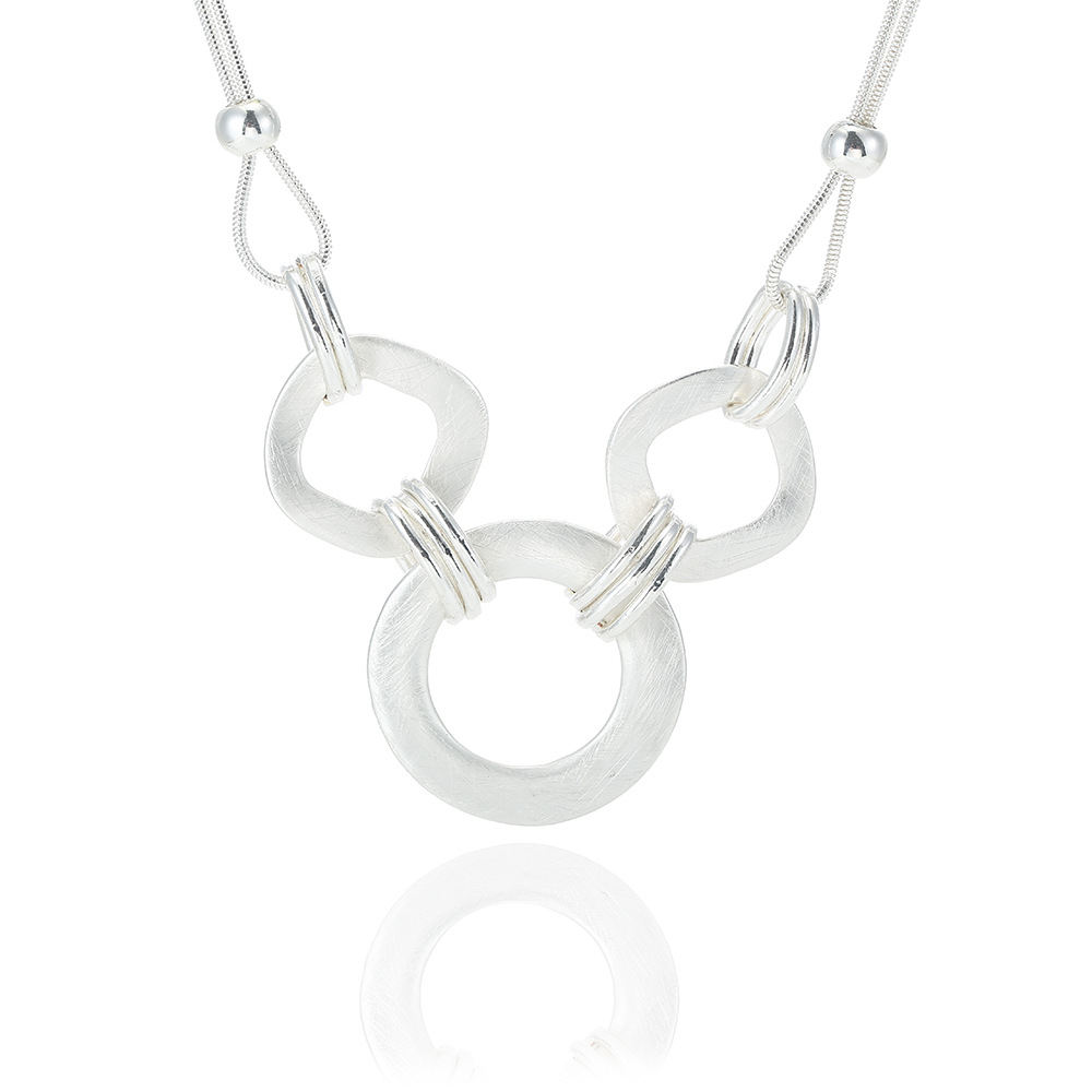 短项链亚马逊跨境热销欧美流行几何镂空圆形短链女士金属锁骨链详情9