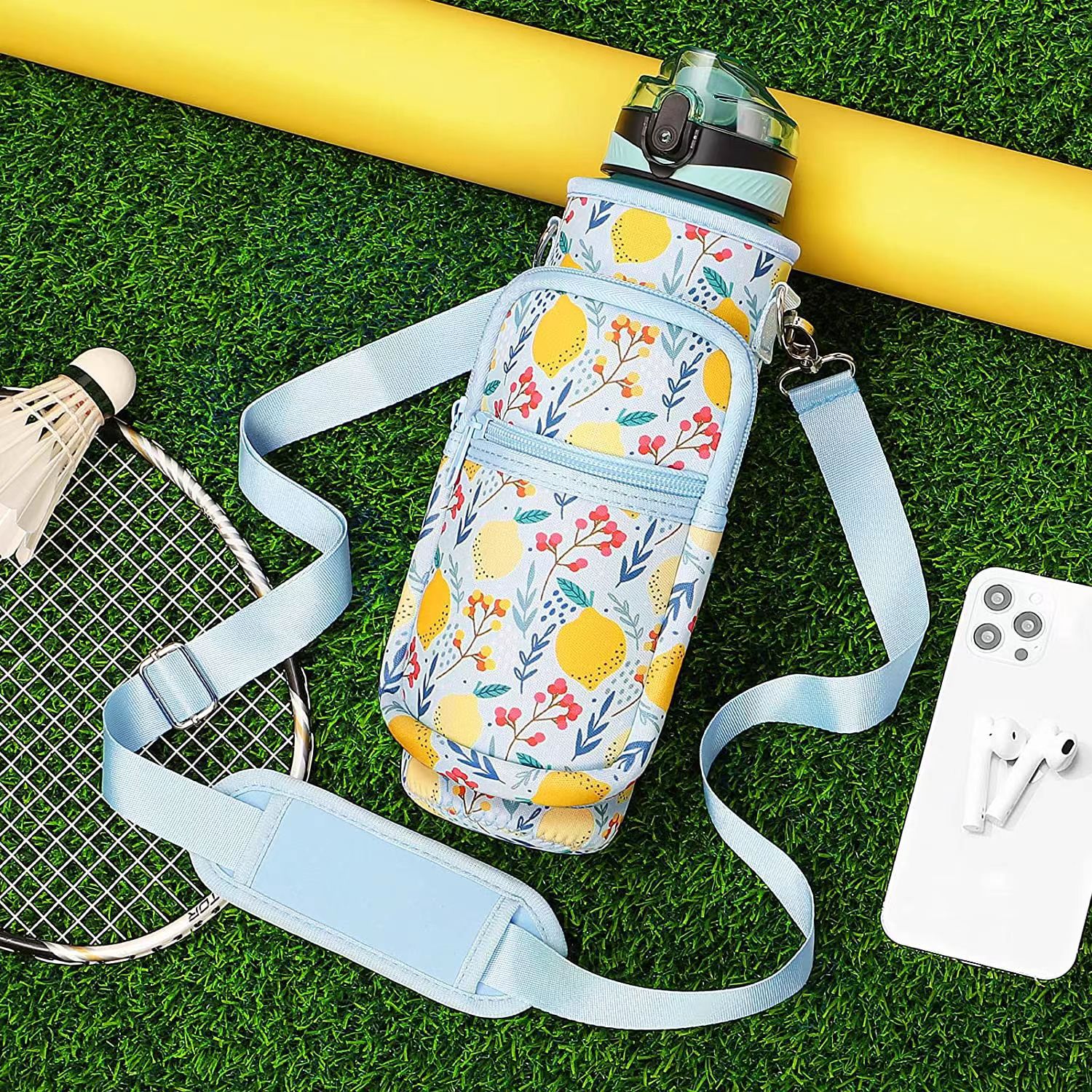 Wholesale SBR diving material outdoor sports water bottle cup covers, hand-held shoulder strap portable thermos flask protective covers from the manufacturer pic 9