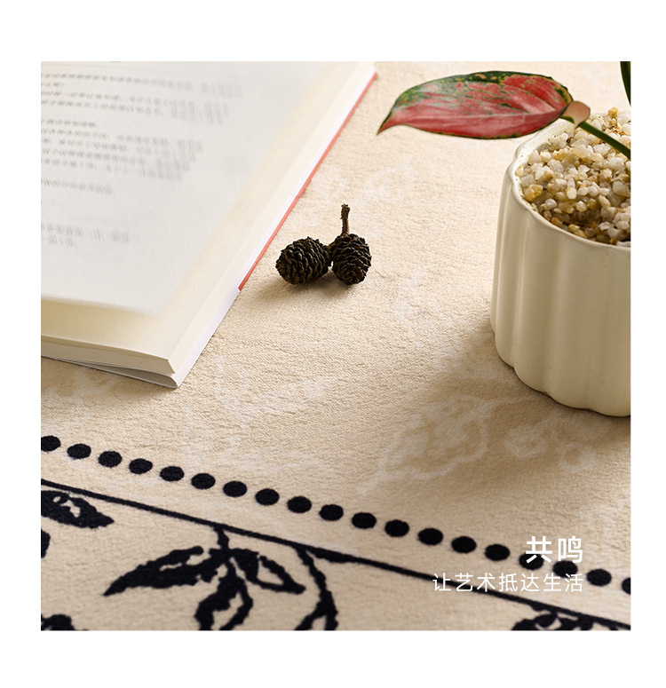 French secret garden waterproof and stain-resistant carpet, living room and bedroom coffee table carpet, light luxury and high-end style, Chinese-style bedside carpet pic 3