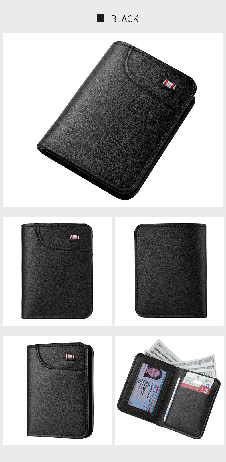 竖款男士钱包男超薄小钱包证件皮套男款美金夹迷你小钱包男式卡包详情17