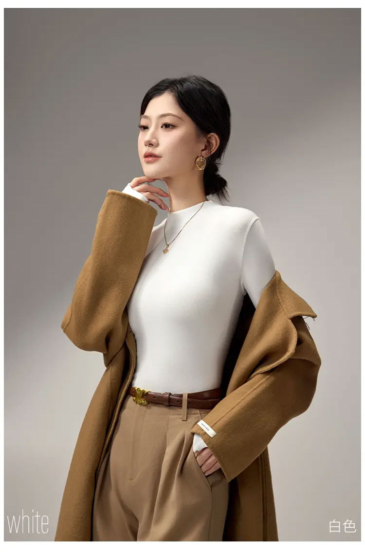 莫代尔小立领打底衫女长袖春秋冬加绒修身气质女装半高领内搭上衣详情11
