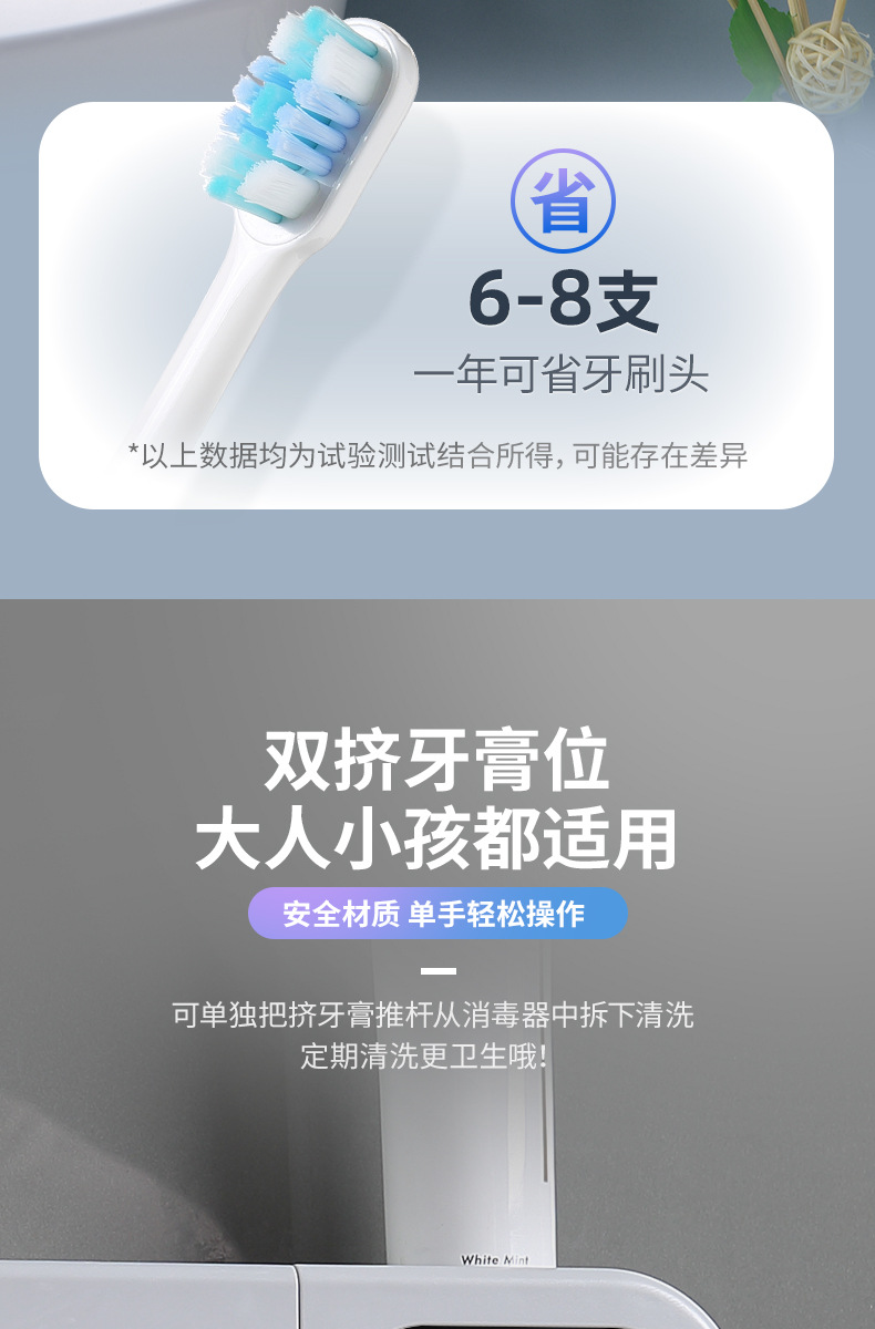 牙刷消毒器置物架紫外线电动刷牙杯挂墙式免打孔杀菌牙杯收纳挂架详情10
