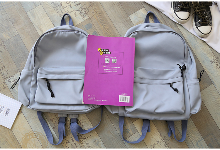 NR森系百搭纯色双肩包男书包女大学生韩版高中背包女双肩大小款详情4