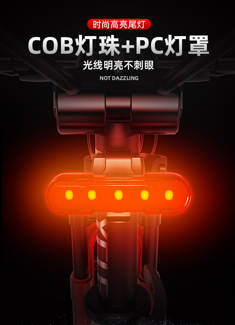 自行车配件USB充电LED警示灯夜骑防水自行车尾灯山地车装备警示灯详情5