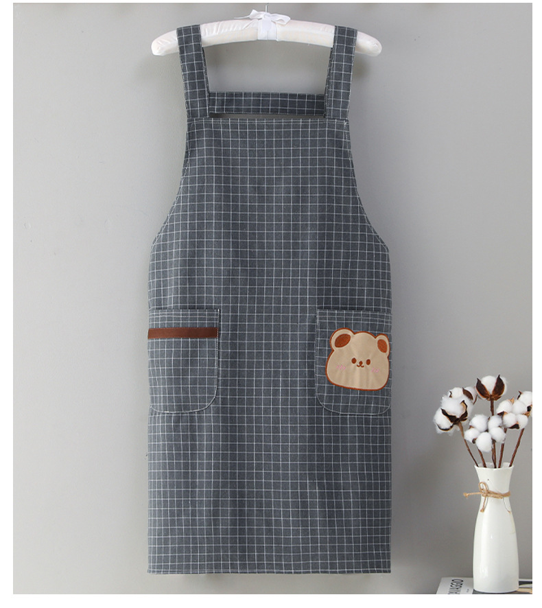 韩版家用围裙厨房透气印字logo男女通用餐饮耐磨围腰防脏卡通餐厅详情10
