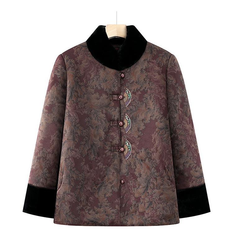 中老年人女冬装奶奶棉衣加绒加厚时尚老太太唐装棉服妈妈棉袄外套详情15