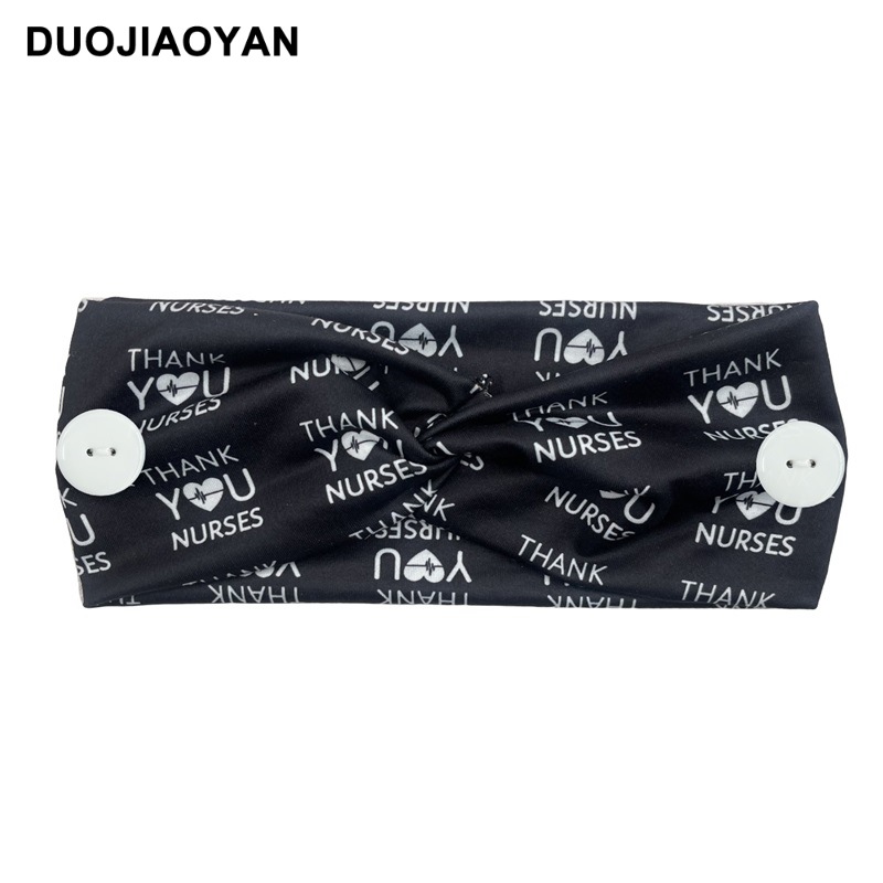 New European and American medical headband, anti-strangling button mask, headscarf, cross stretch printed wide tie headband, medical headscarf pic 33