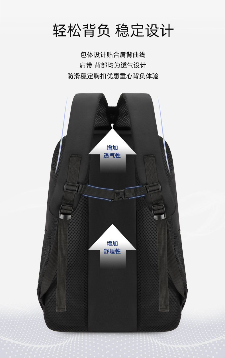 商务背包男士双肩包男生旅行休闲出差通勤大学生笔记本电脑书包男详情6