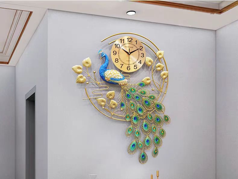 New Chinese-style wall clock for home use in the living room, fashionable European-style silent and creative peacock decorative clock, wall-mounted phoenix watch pic 21