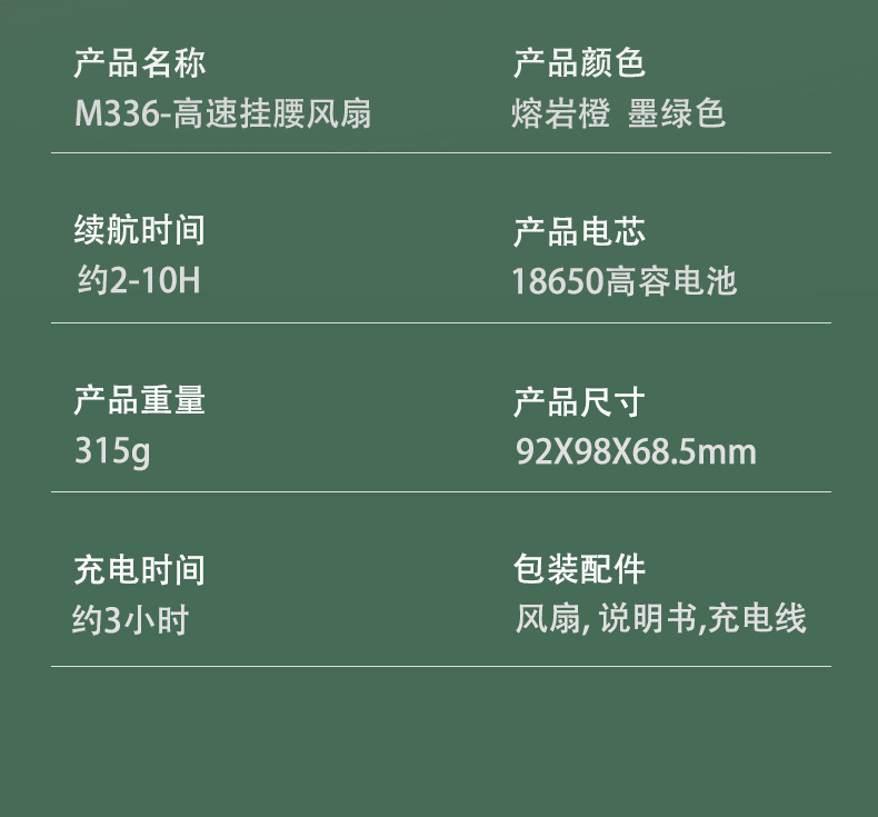 跨境挂腰风扇高速懒人USB户外工地腰间制冷消暑降温便携式小风扇详情14