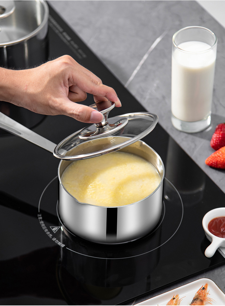316 food-grade stainless steel baby food pot, baby milk pot, porridge and instant noodle soup pot, household single-handle pot without coating pic 21
