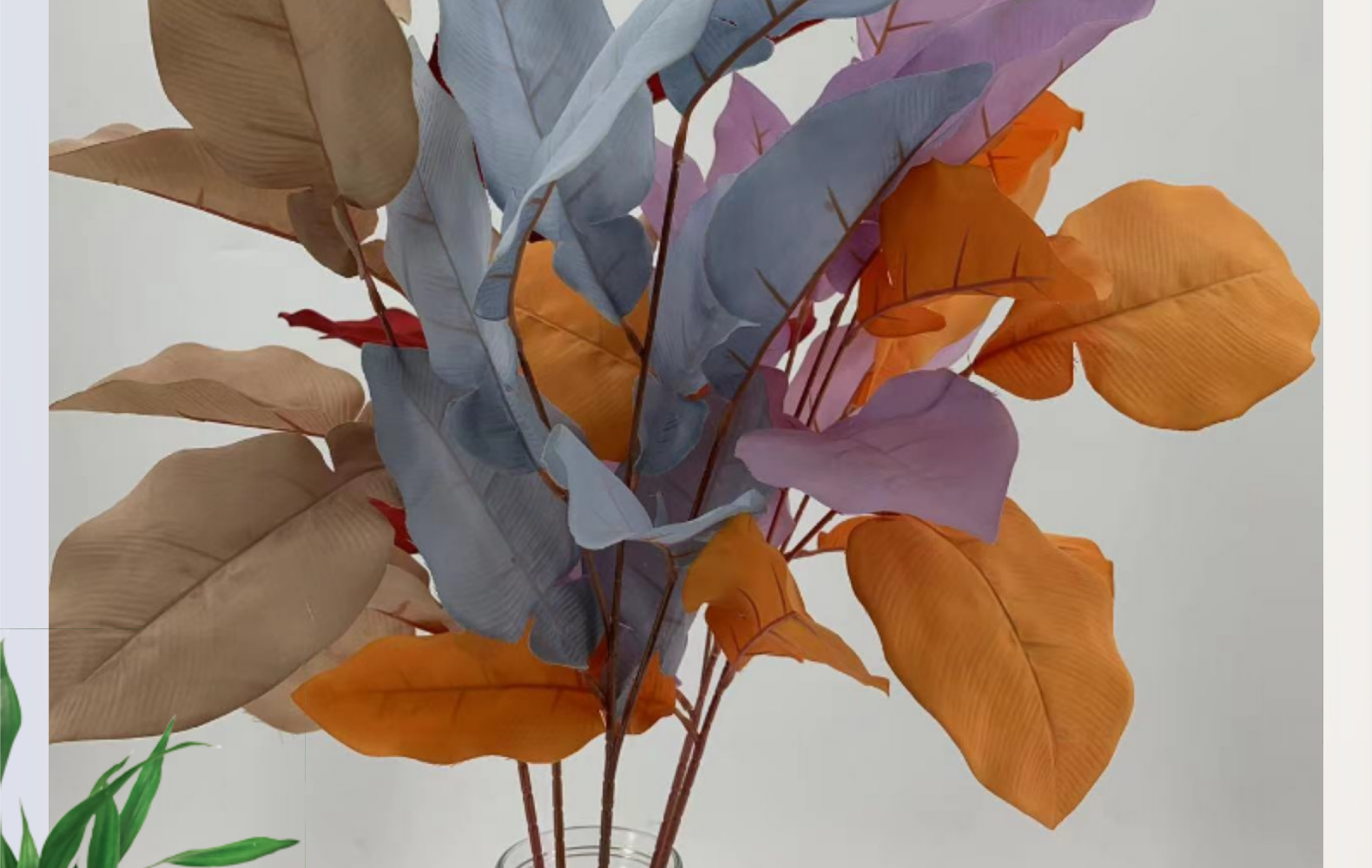 仿真3叉柚子叶婚礼家居装饰布置彩色马蹄叶子道具假花摆件批发详情2