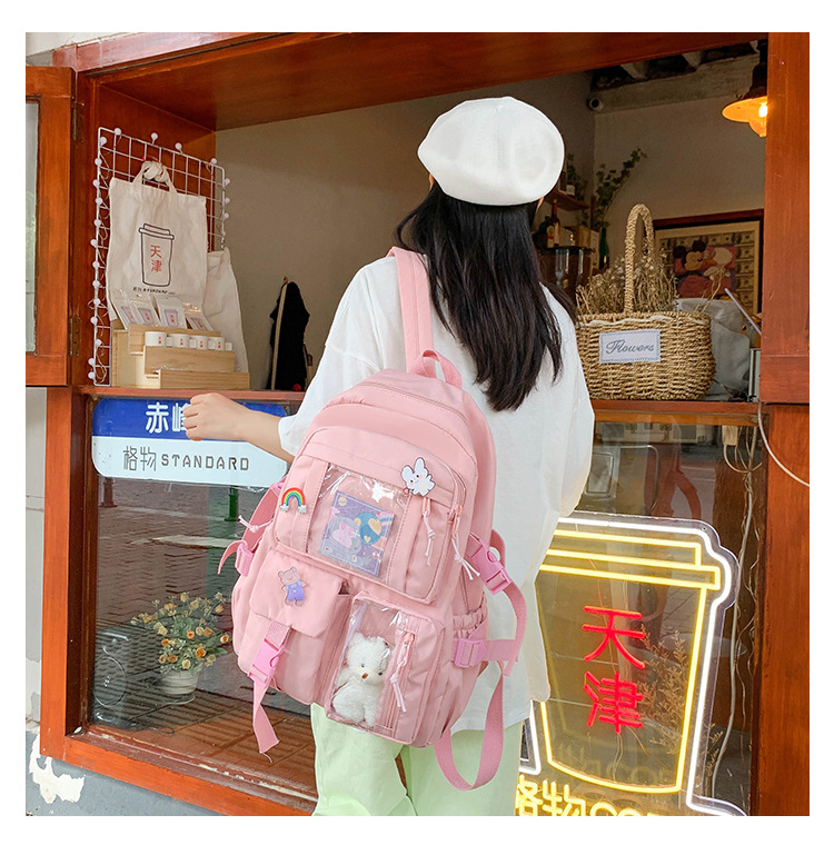 日系初高中生双肩包潮牌可爱小学生书包 韩版原宿ins风通勤背包女详情8