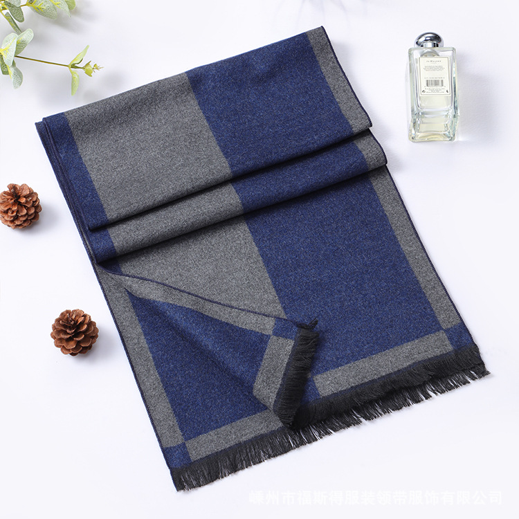 外贸男士围巾批发厂家男秋冬流苏围巾格子围巾仿羊绒围巾源厂家详情31