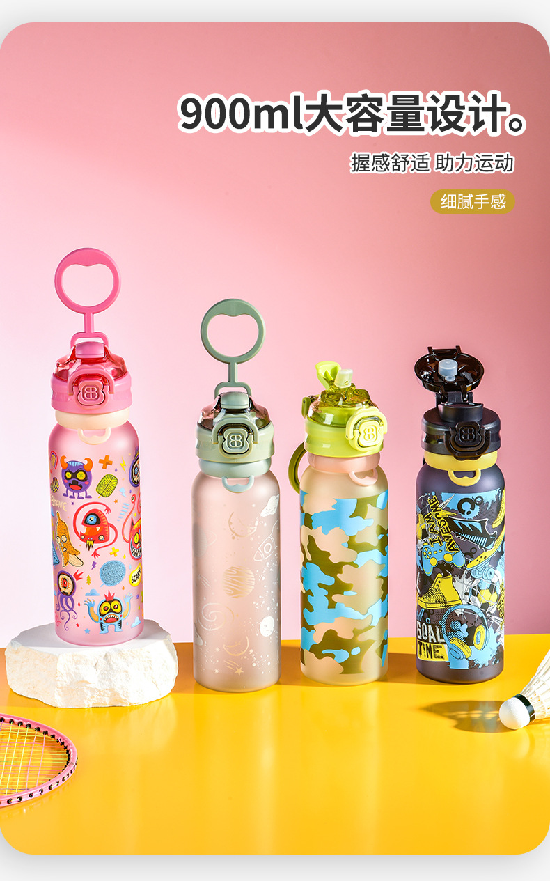 亚马逊希音跨境外贸出口磨砂手提双饮水杯热转印太空杯子男水壶详情3