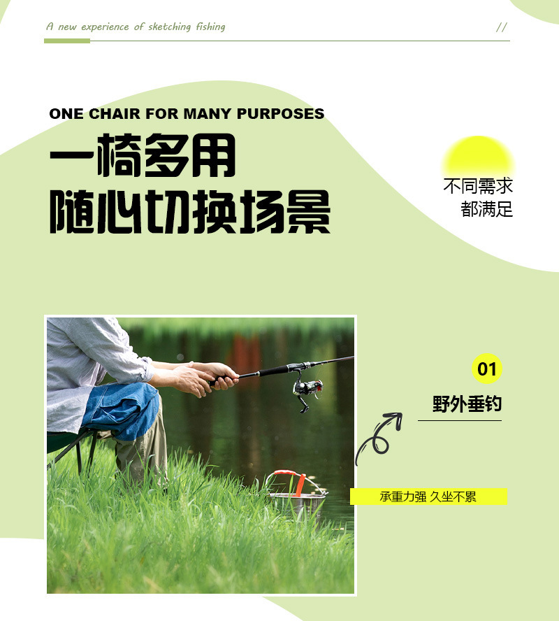 Outdoor camping sunshade armchair, portable folding backrest armchair, barbecue, fishing, picnic, fishing and leisure chair pic 6