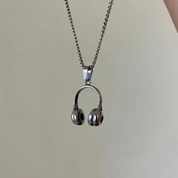 悦动旋律 音乐耳机吊坠项链2025新款百搭秋冬毛衣链 耳麦钛钢项链详情6