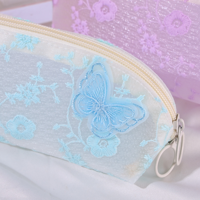 新中式国风刺蝴蝶绣磨砂笔袋轻奢铅笔盒文具盒2025学生女生收纳袋详情3