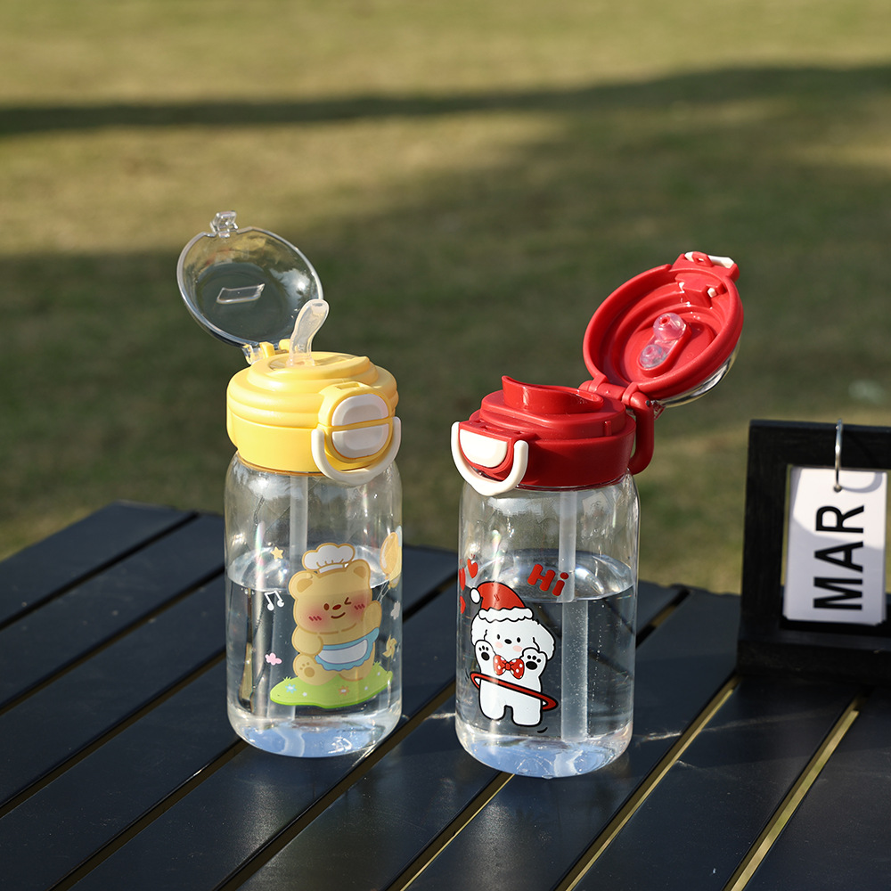 卡通塑料杯女生高颜值吸管双饮水杯便携式学生小众不撞款儿童可爱详情6