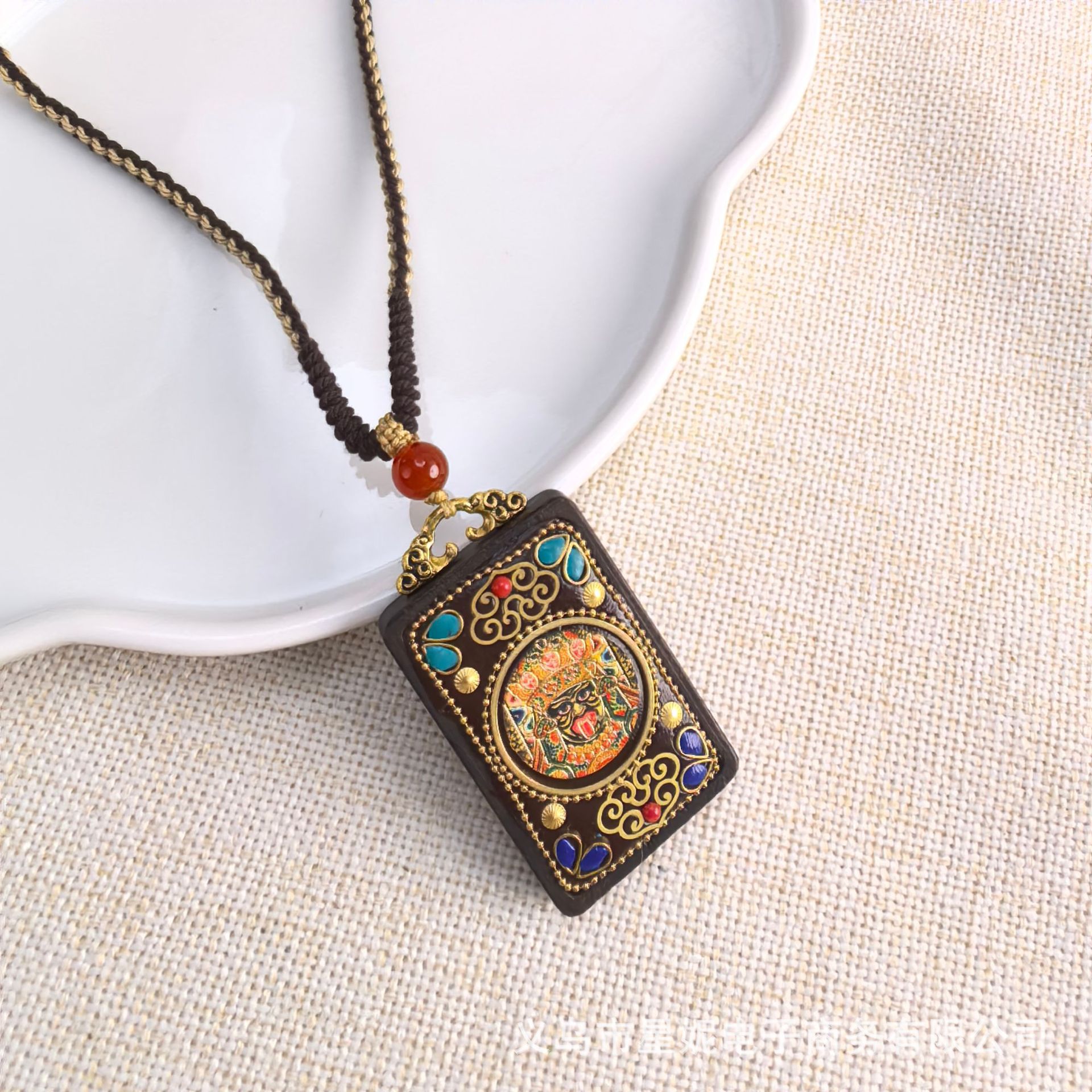Nepalese Thangka pendant for men, green Tara Manjusri Bodhisattva, esandalwood Buddha amulet, retro necklace, sweater chain pendant for women pic 40