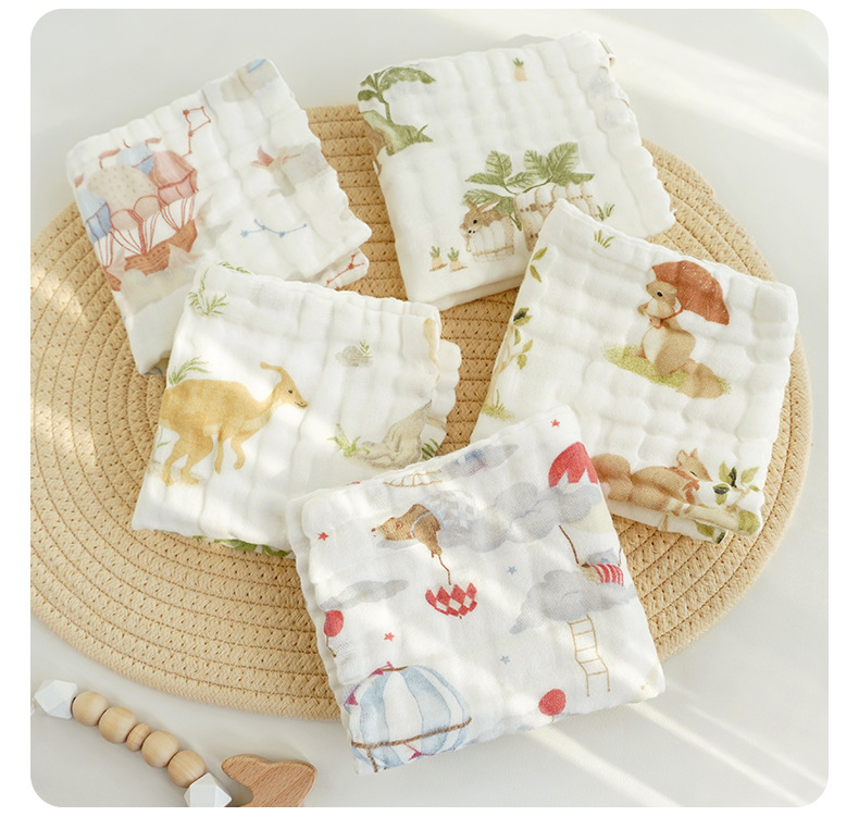 六层泡泡纱新生儿纱布口水巾儿童小毛巾宝宝洗脸巾洗手帕婴儿方巾详情28