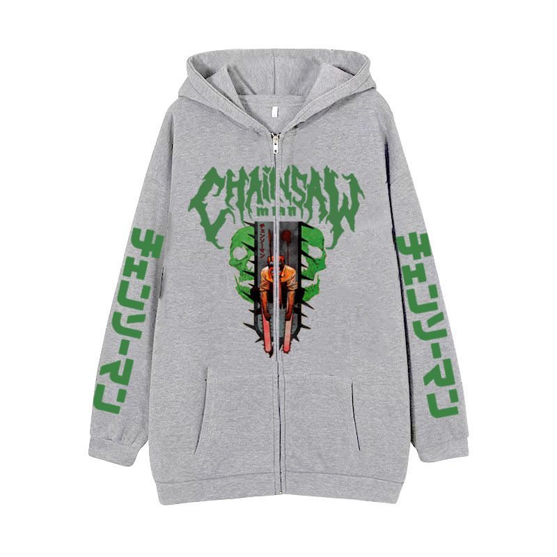 日漫卫衣电锯人印花连帽衫Y2K复古oversize hoodie潮男拉链外套男详情5